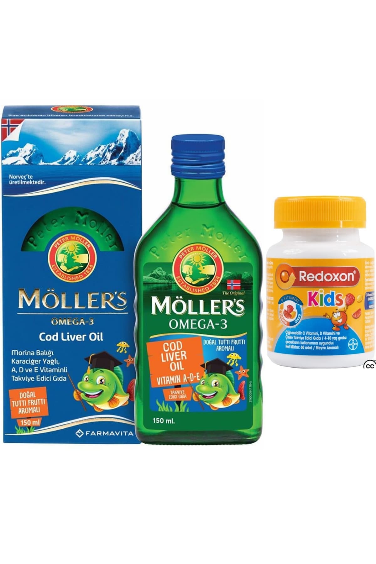 Mollers Tutti Frutti Omega 3 Balık Yağı 150 Ml + Redokson Kids 60 Çiğnenebilir Tablet