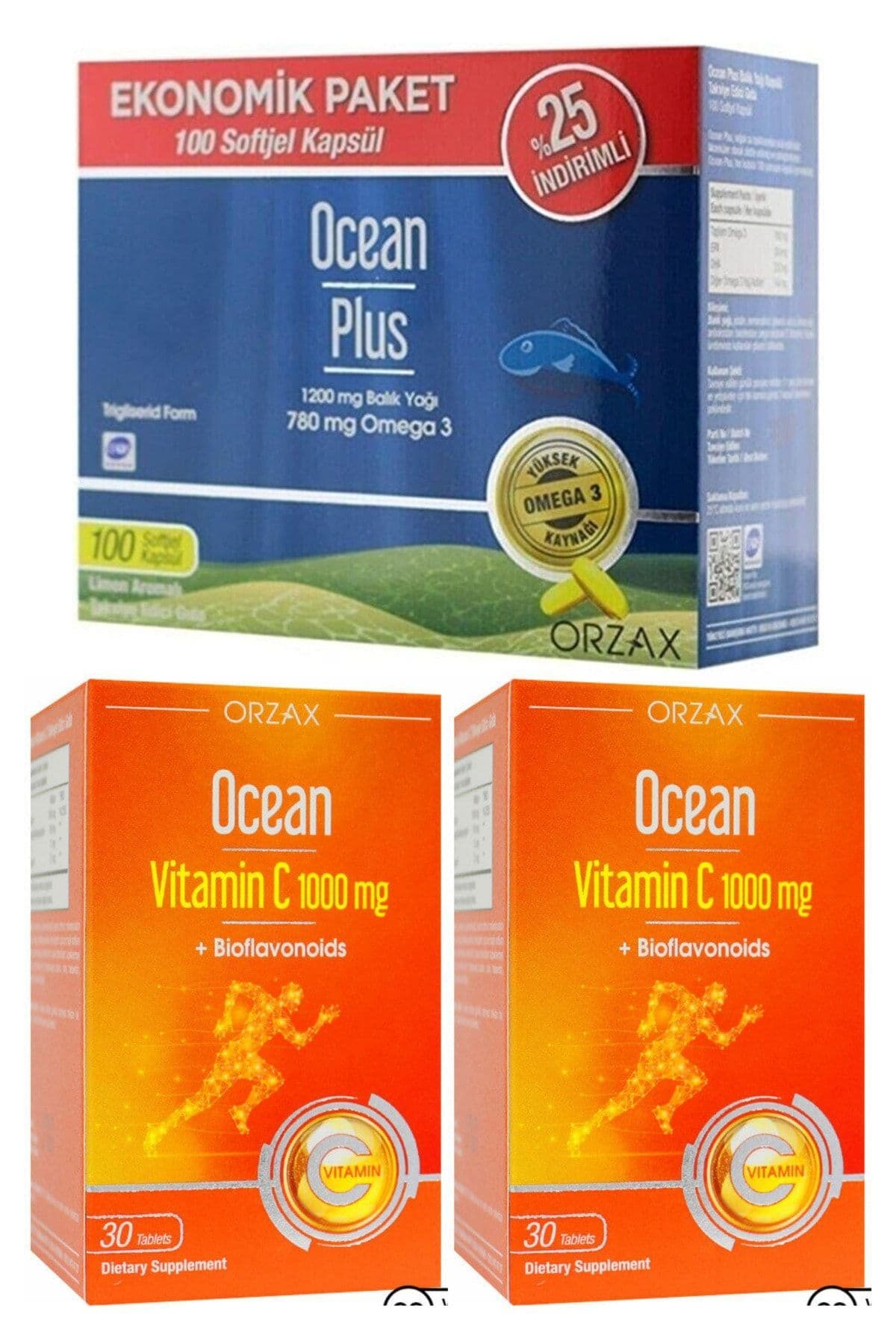 Plus Omega 3 1200 Mg 100 Kapsül + Vitamin C 1000 Mg 30 Tablet 2 Adet