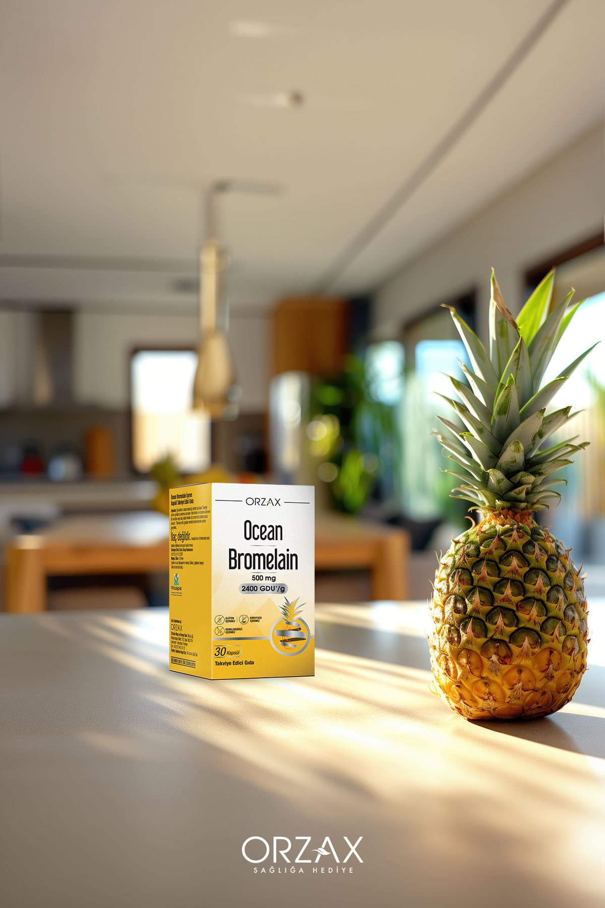 Bromelain 500 Mg Takviye Edici Gıda (Ananas Ekstresi - 2400 GDU / g Bromelain İçerir) 30 Kapsül