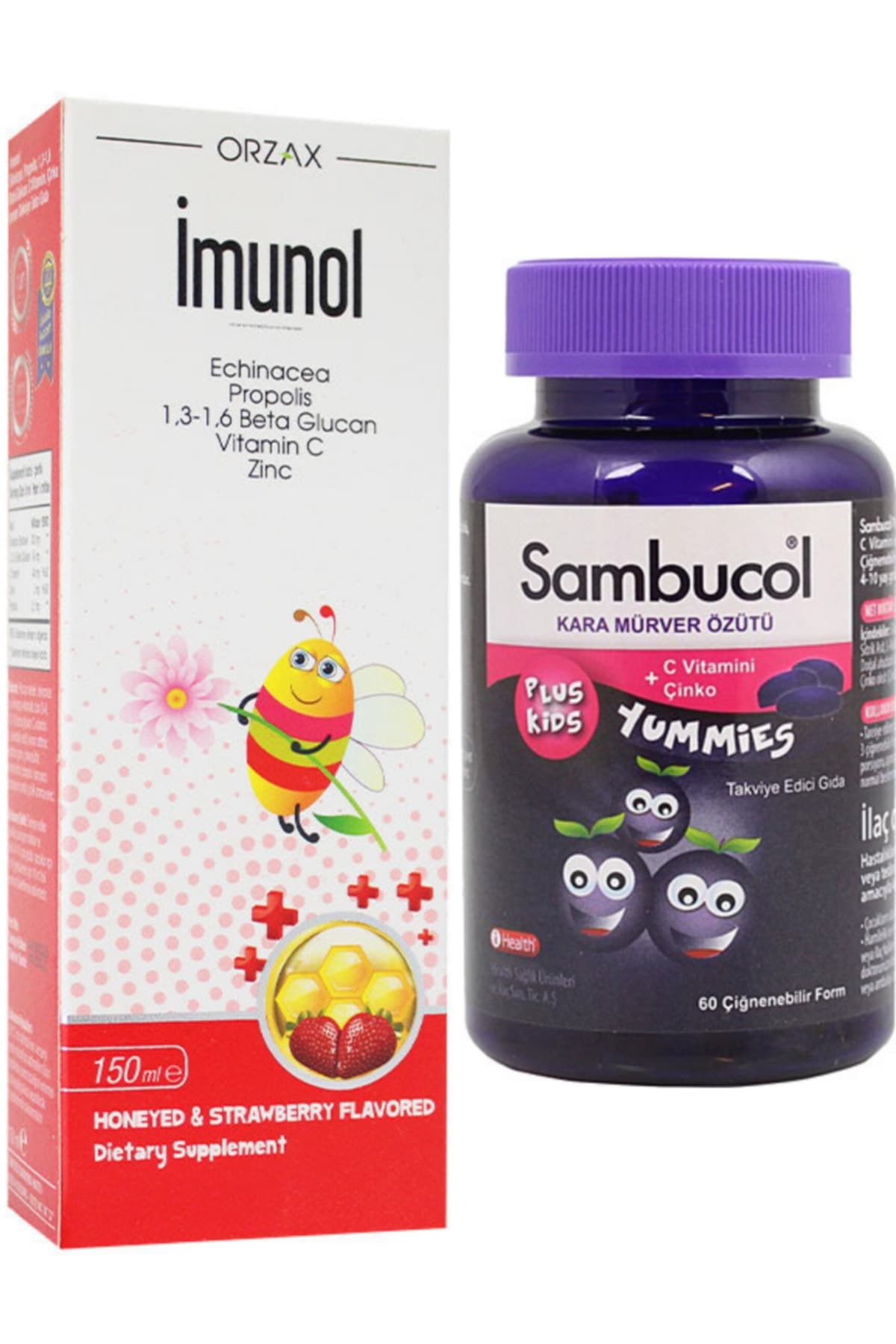 Orzax Şurup 150ml + Sambucol Plus Kids Yummies 60 Çiğnenebilir Form