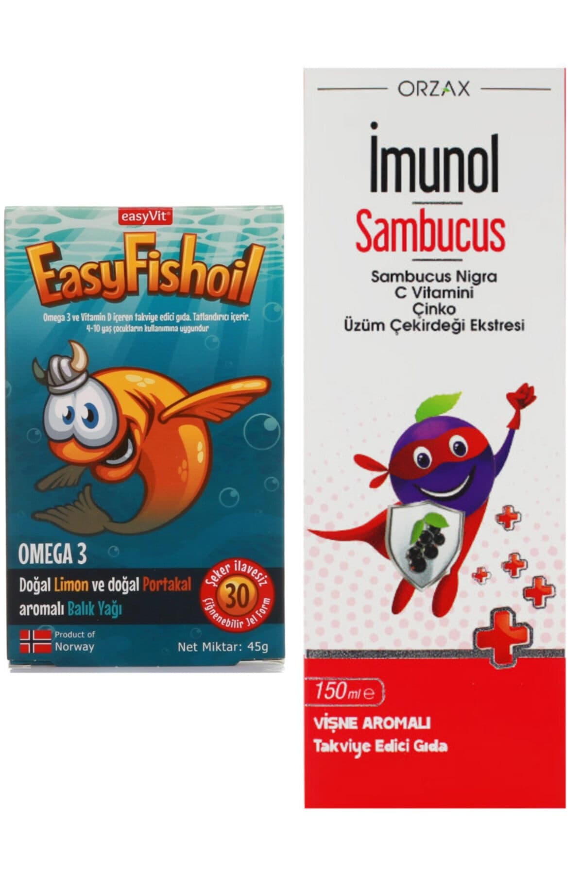 Omega 3 Çiğnenebilir 30 Jel Tablet Ve Imunol Sambucus Şurup 150 Ml