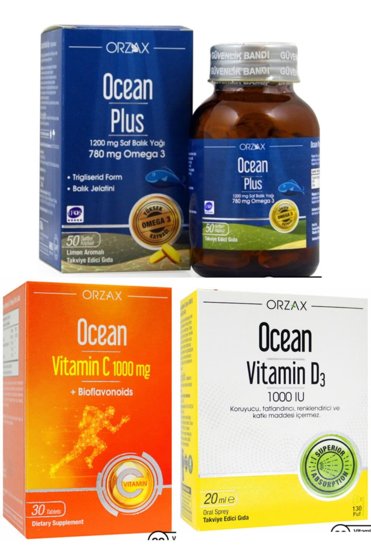 1200mg Balık Yağı + 1000mg C Vitamini + 1000ıu D Vitamini Sprey Avantaj Paketi