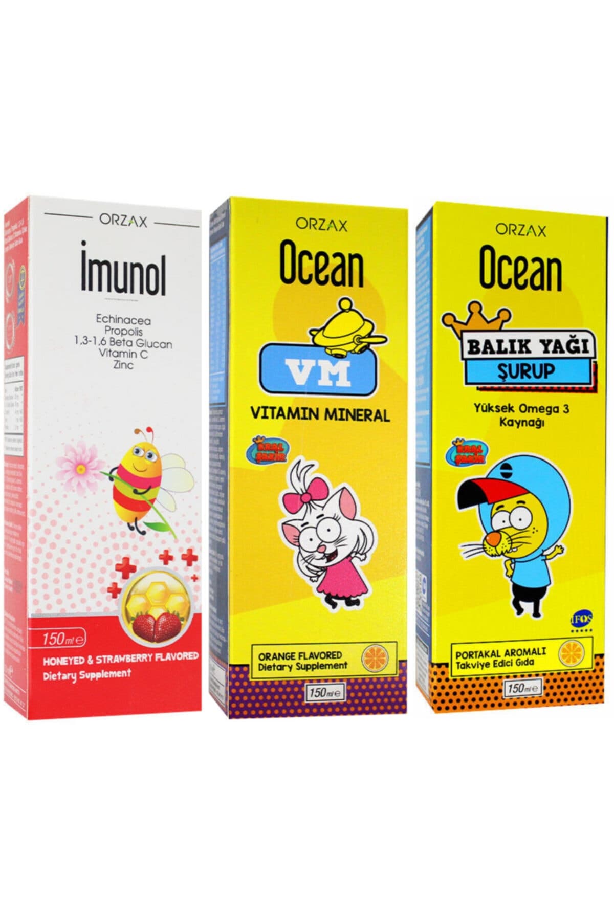 Imunol Şurup+ocean Portakallı Vitamin Mineral Şurup+ocean Portakallı Balık Yağı Şurup Avantaj Paketi
