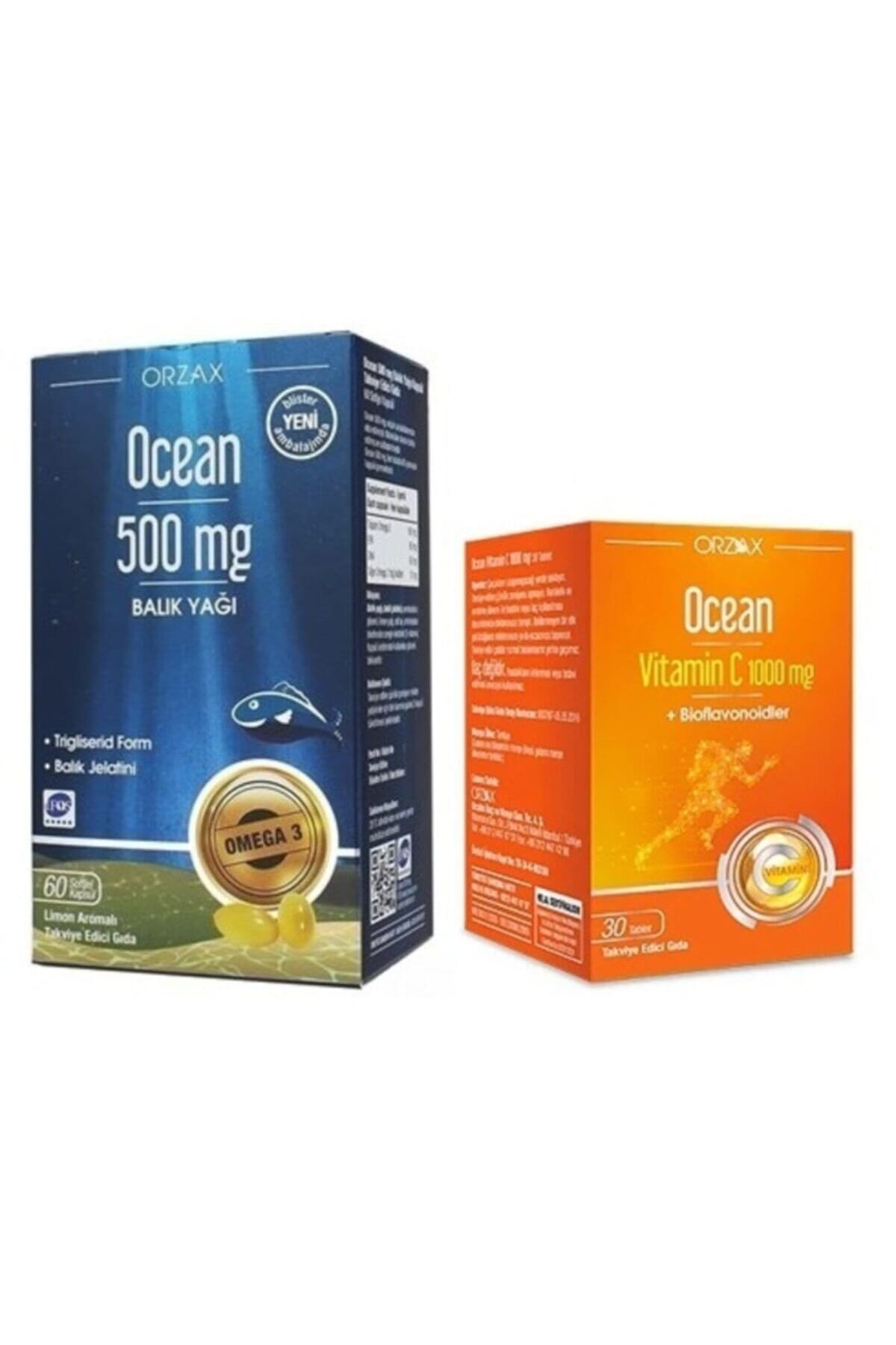 Ocean Vitamin C 1000 Mg 30 Tablet+500 Mg 60 Kapsül Limon Aromalı Balık Yağı