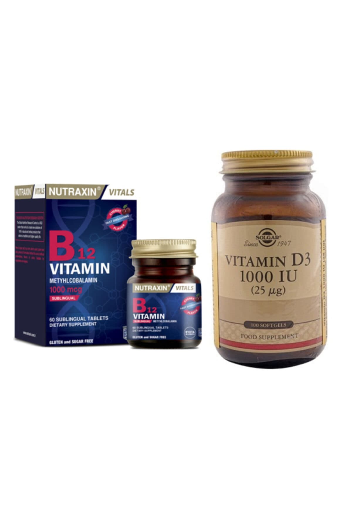 Vitamin D3 100 Softgel+nutraxin B12 Vitamin Complex