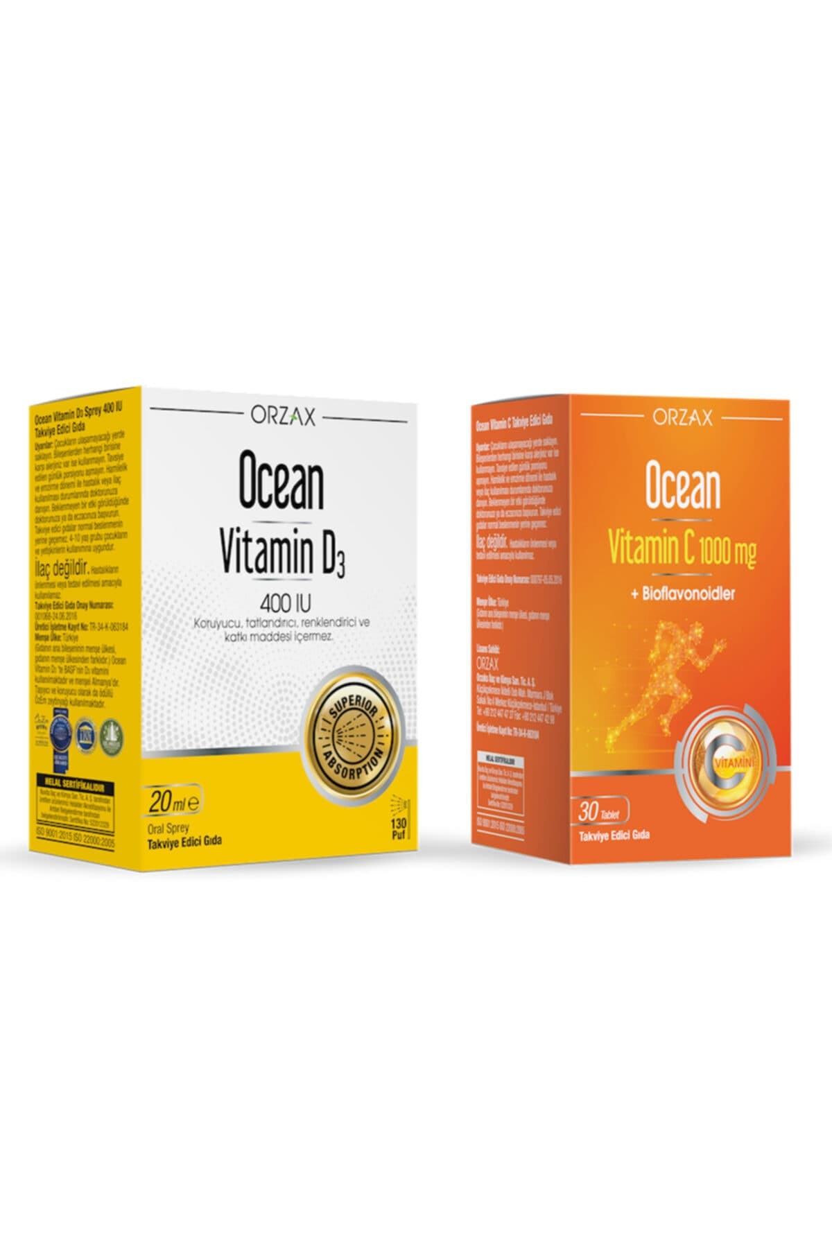 Ocean Vitamin D3 400'lü Sprey 20 ml + Ocean Vitamin C 1000 mg 30 Tablet