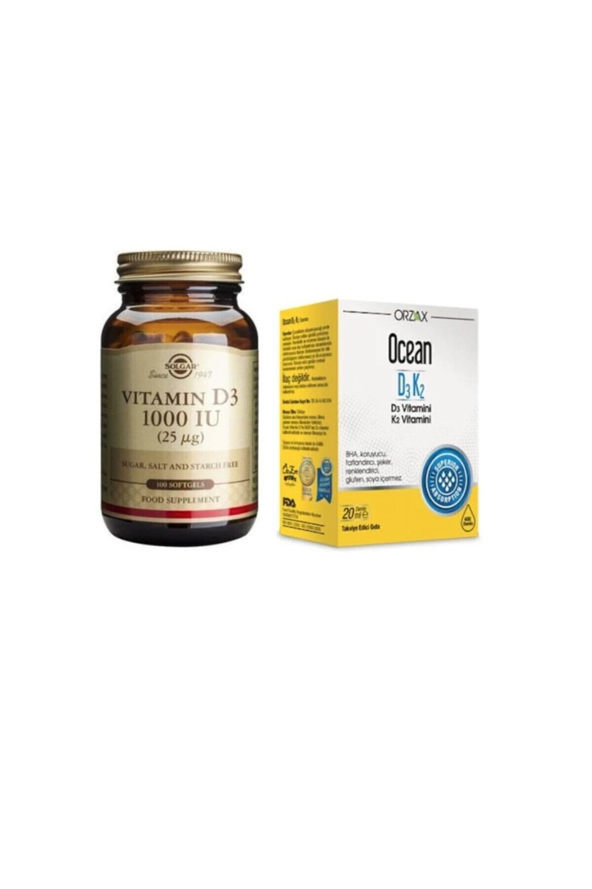 D3 Vitamini 1000 Iu 100 Kapsül + Ocean D3 K2 Vitamini Damla 20 Ml