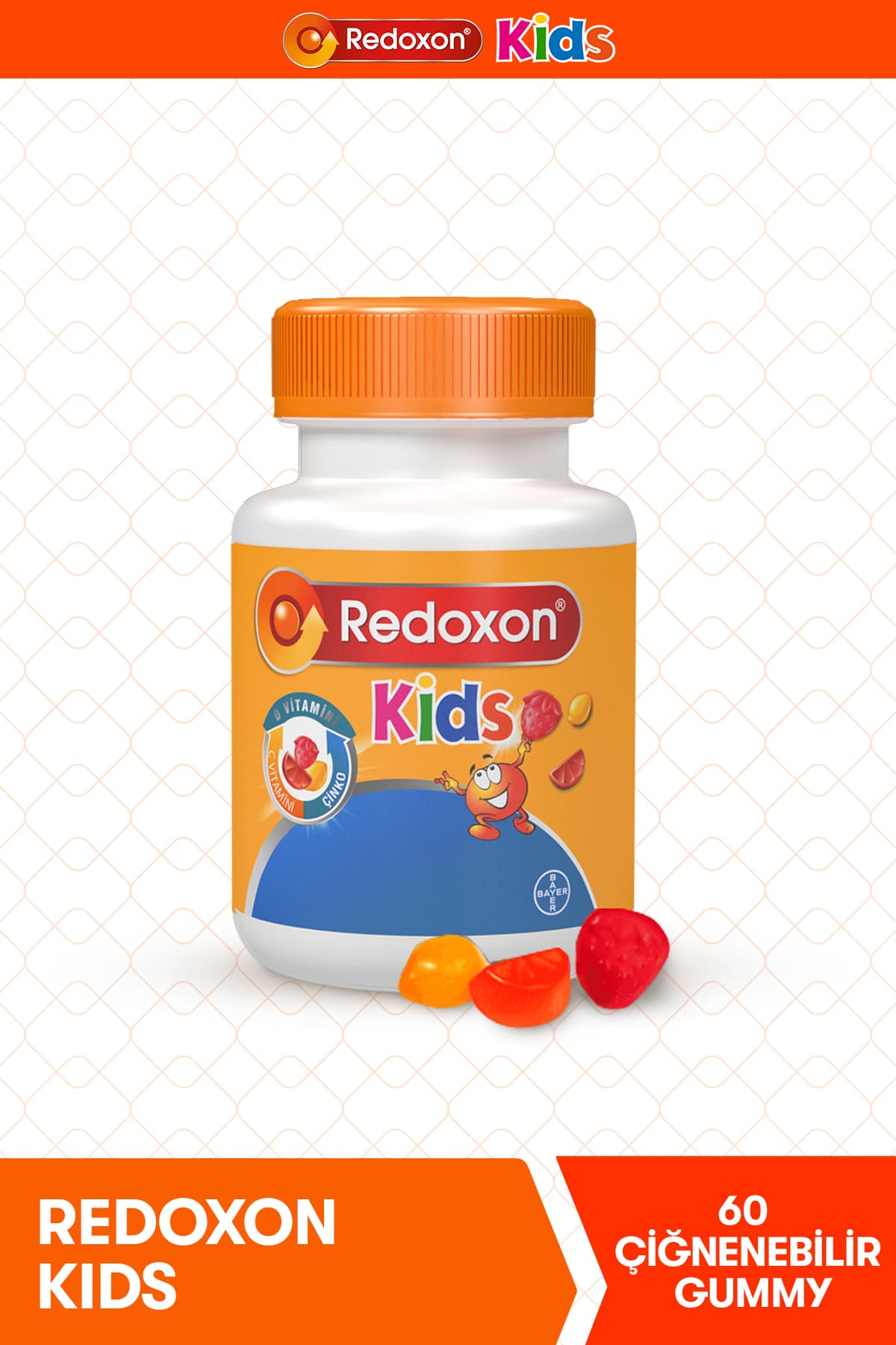 Kids Çiğnenebilir C Vitamini, D Vitamini ve Çinko Takviye Edici Gıda 60 adet