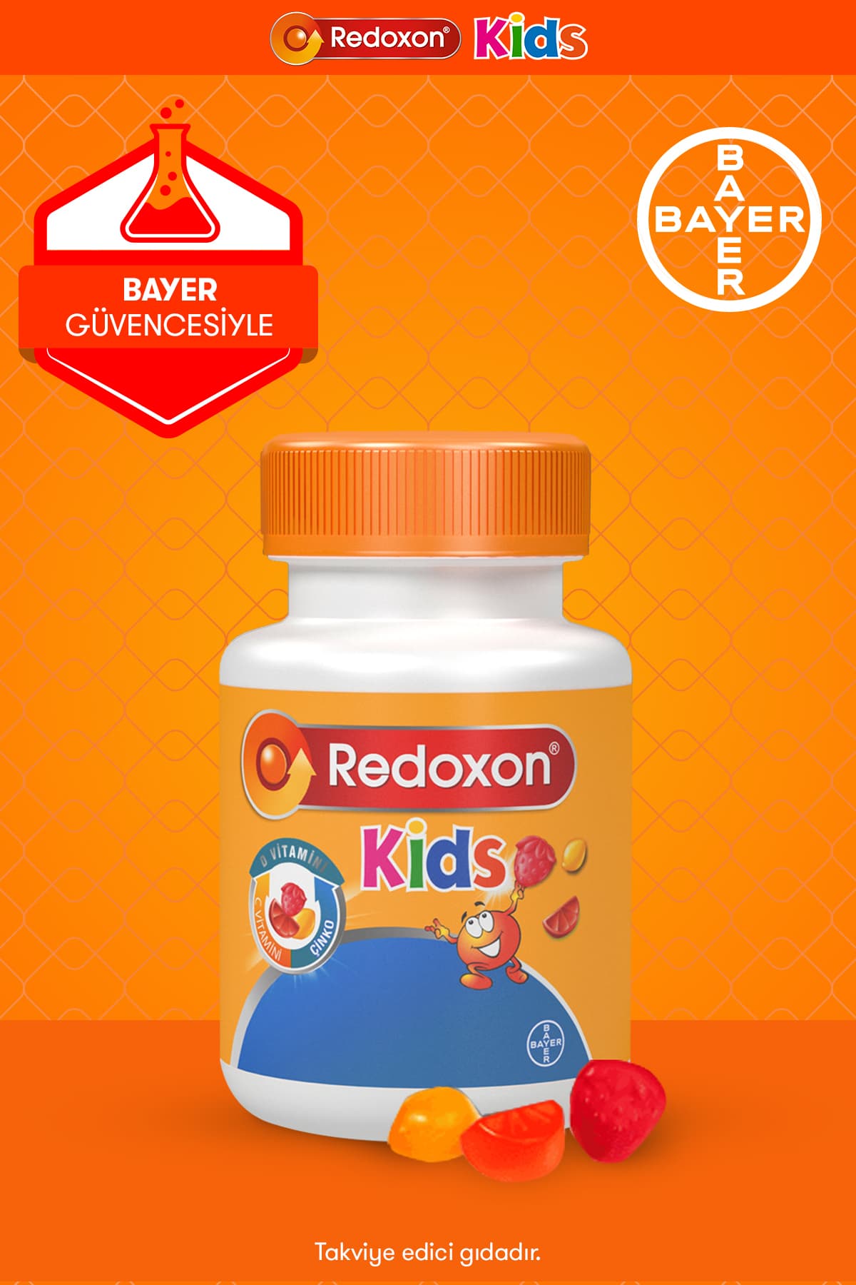 Kids Çiğnenebilir C Vitamini, D Vitamini ve Çinko Takviye Edici Gıda 60 adet
