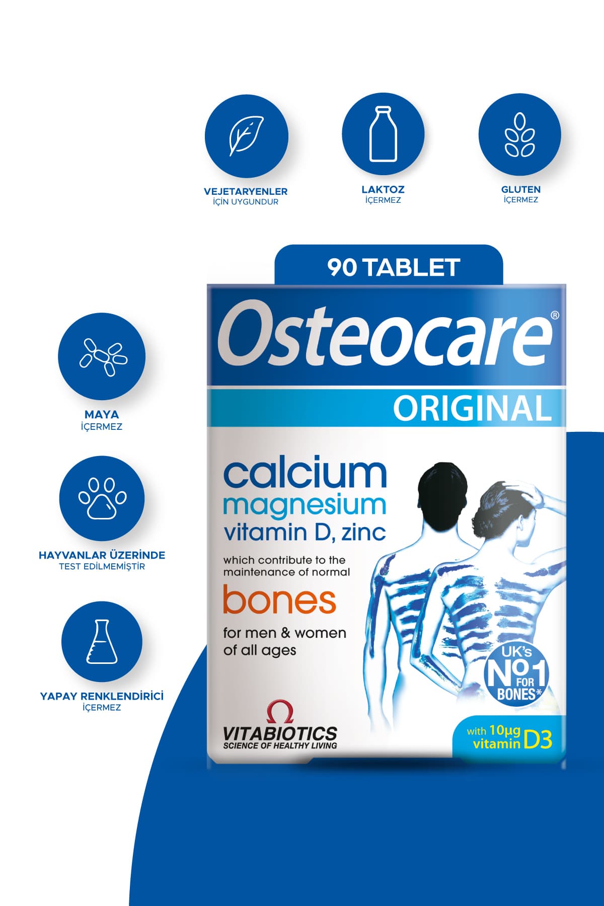 Kalsiyum, Magnezyum, Çınko, D vitamini Içeren Kemik Saglıgı Vitaminı 90 Tablet