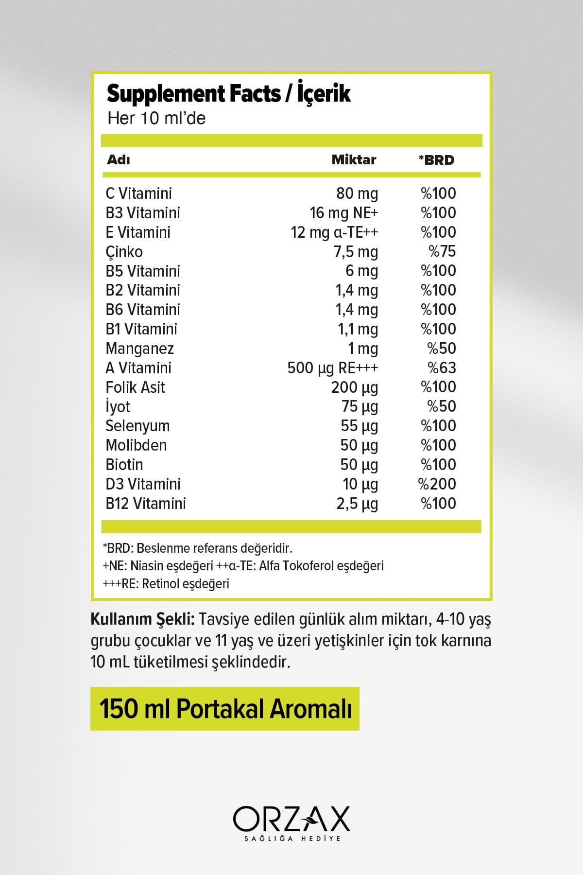 Vm Vitamin Mineral 150ml Portakallı Şurup