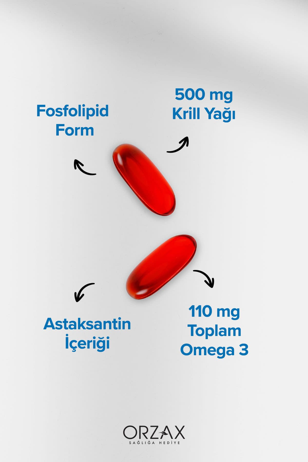 Krill Oil 500 Mg 30 Kapsül Omega 3, Yüksek Dha Ve Epa Içeren Krill Yağı