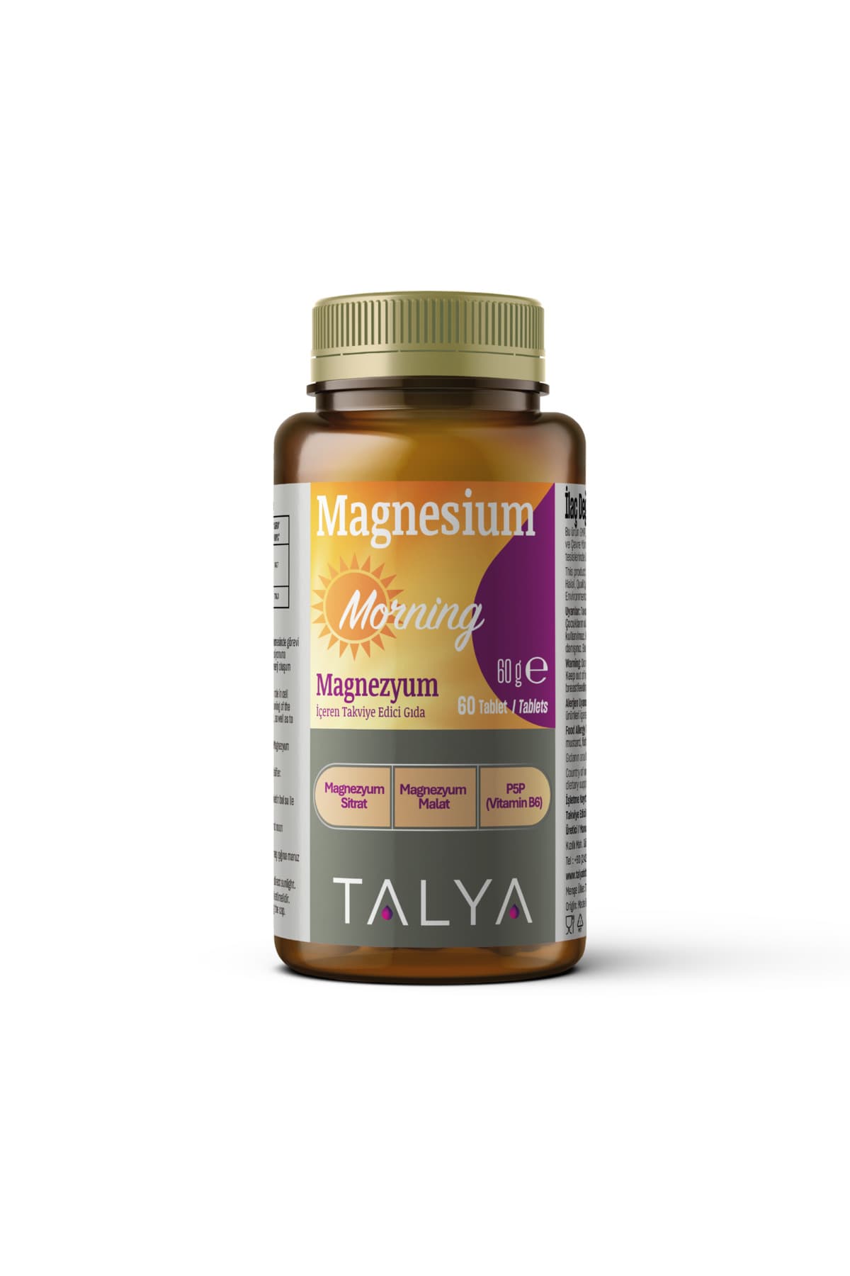 Magnezyum Malat Magnezyum Sitrat Vitamin B6 Içeren Takviye Edici Gıda, 60 Tablet